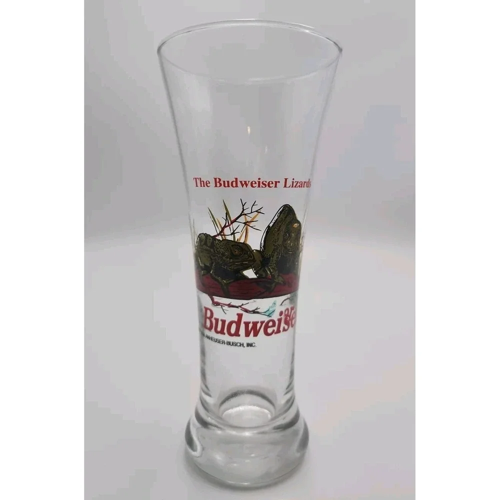 Vintage Budweiser Beer Glasses‎ - Set Of 2 - Talking Lizards And Clydesdales